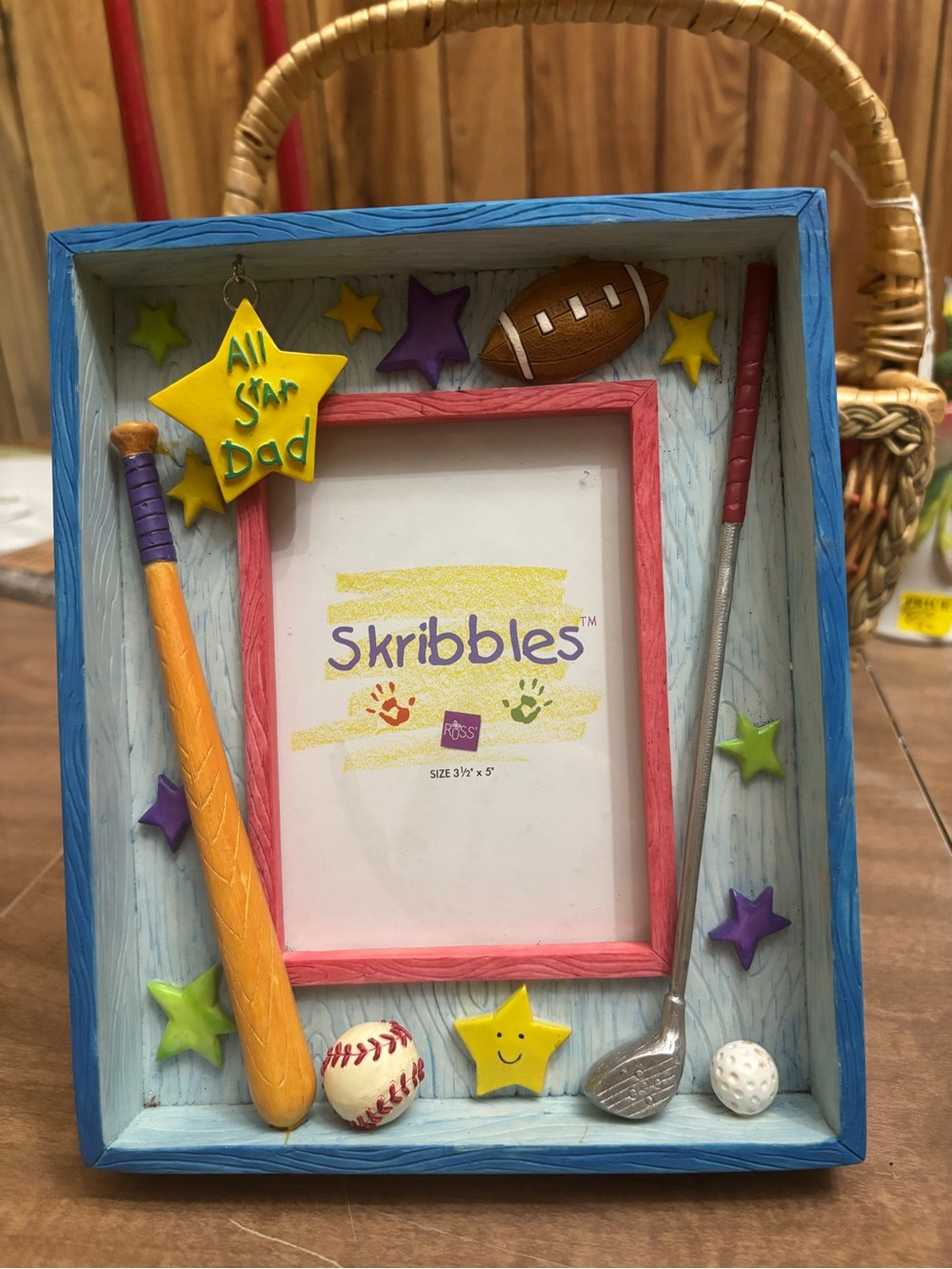 RUSS Skribbles All Star Dad shadow box frame- discontinued/vintage